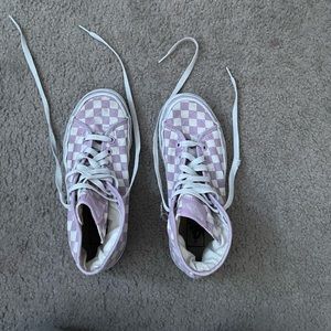Checkered lavender high top vans